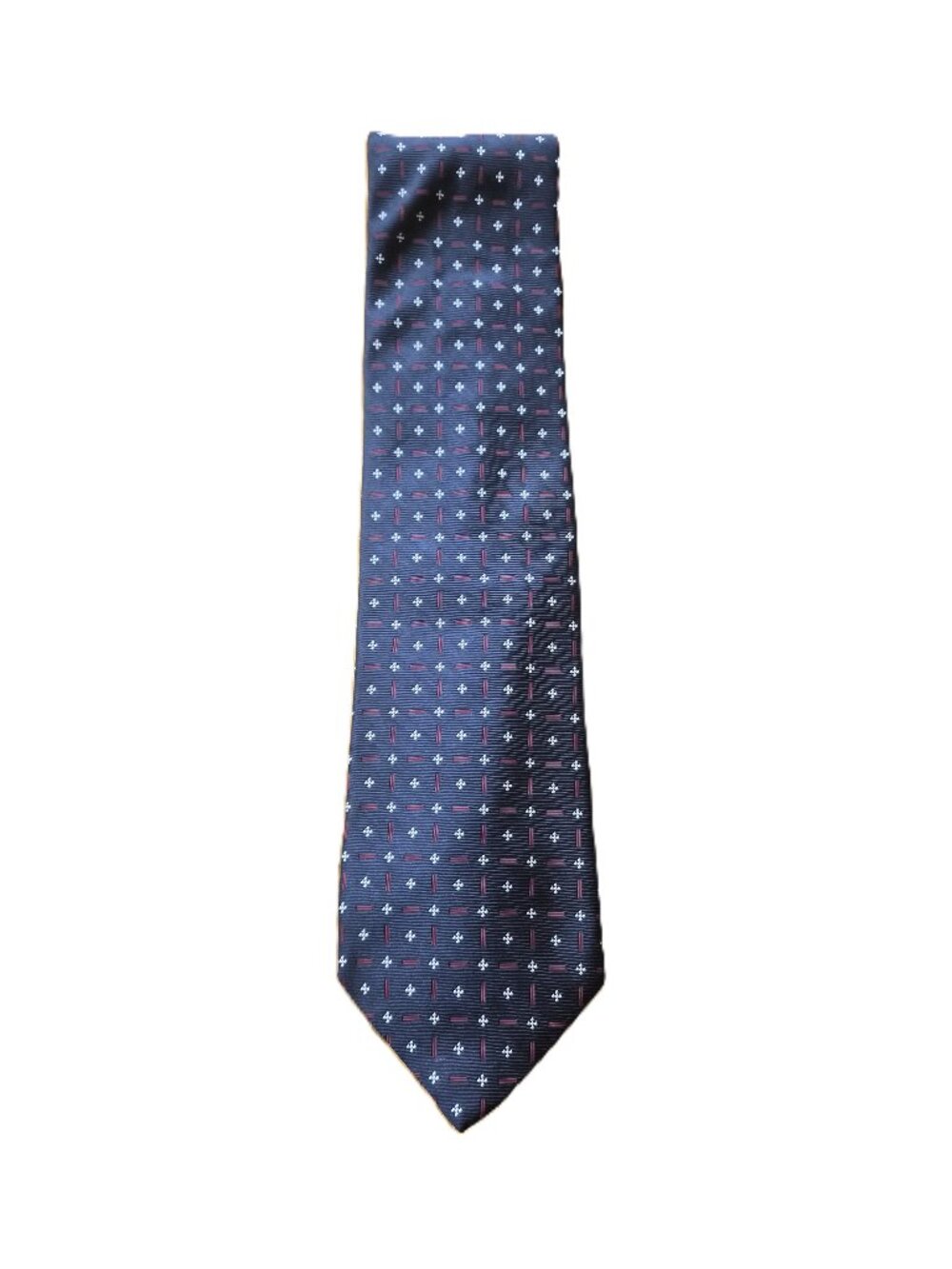 VTG 90s Canali Silk Tie Navy Foulard Jacquard Italy Wide Classic Preppy Academia